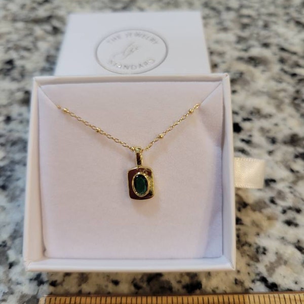 Gold Filled Emerald Pendant Necklace, Gold Necklace, Dainty Necklace ...