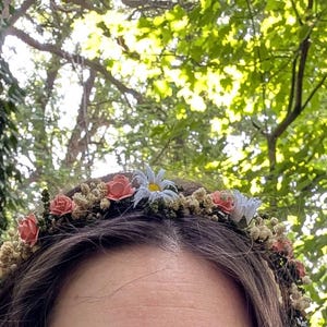 Meadow Flower Crown, Dried Flower Crown for Wedding, Daisy