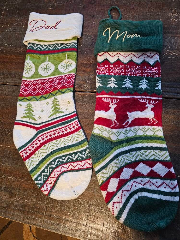 Embroidered Family Holiday Stockings,Christmas Stocking,2024 Christmas Knit Stocking,Christmas Décor,Christmas gift for family,holiday decor