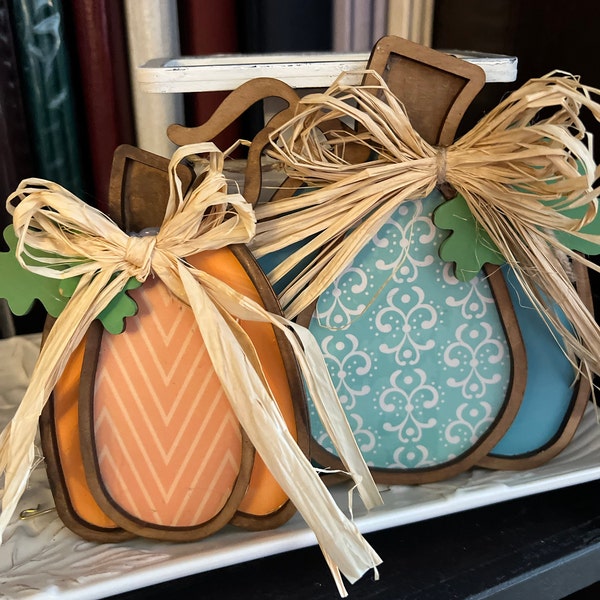 Framed Inlay Pumpkins DIY Unfinished Wood Craft Kit Tier Tray Home ...