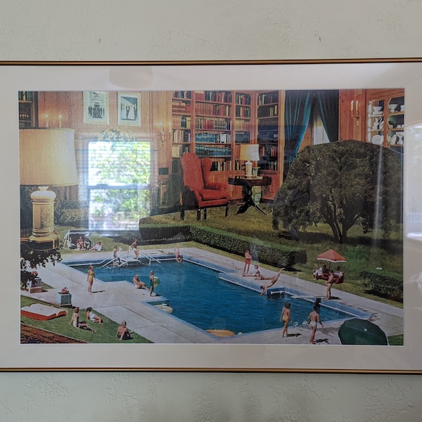 Swimming Pool Poster, Unique Modern Art, Interior Design, Tropical ...