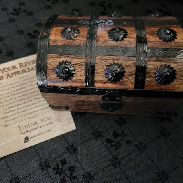 Nautical Cove Treasure Chest Keepsake and Decorative Wood Box - Storage Box  Large (8x6x6)