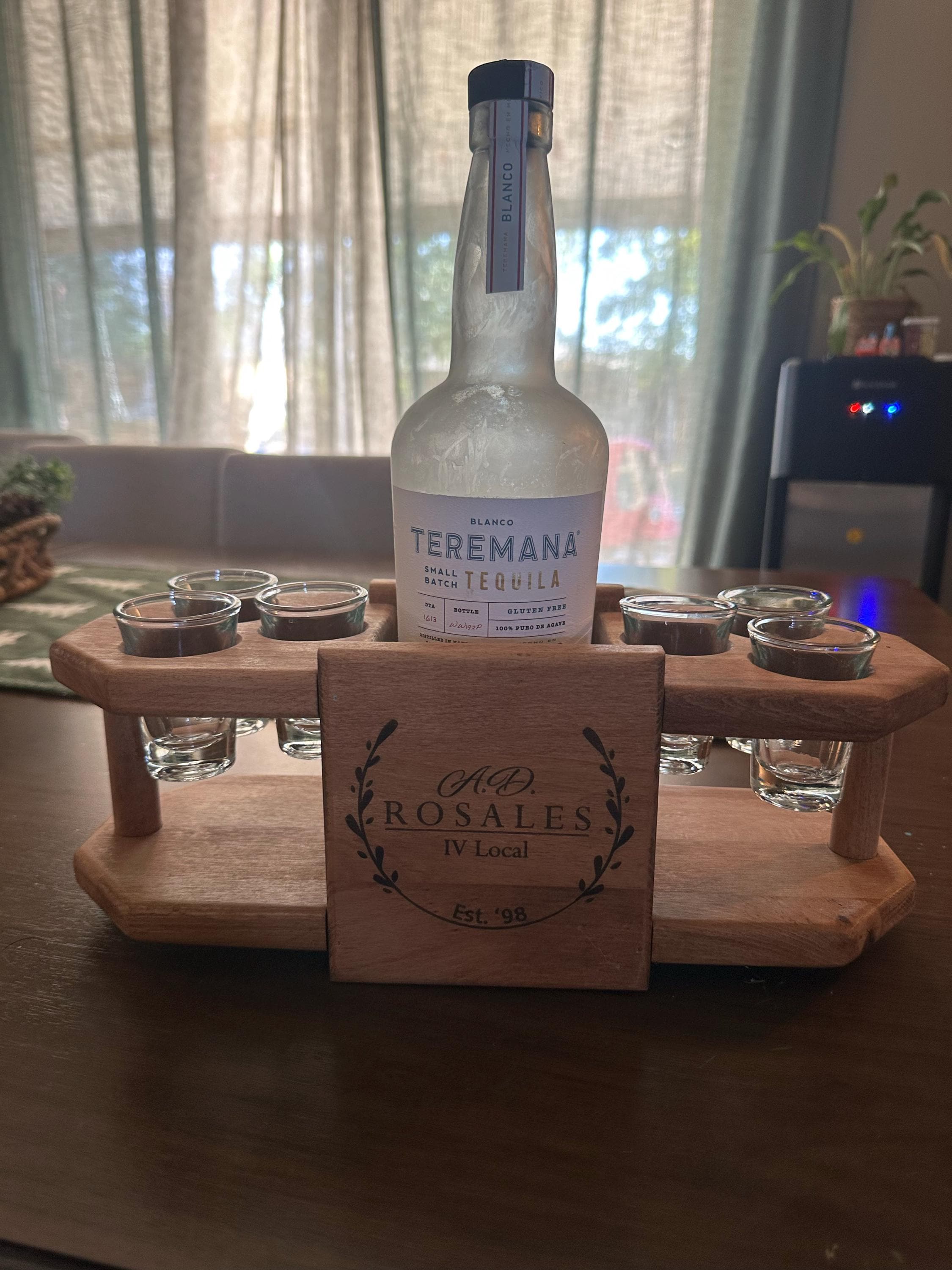 Personalized Engrave Tequila Shot Wooden Board, Housewarming Gift, New Home Gift, Wedding Gift, Engagement Gift, Bride Gift, Tequila Flight