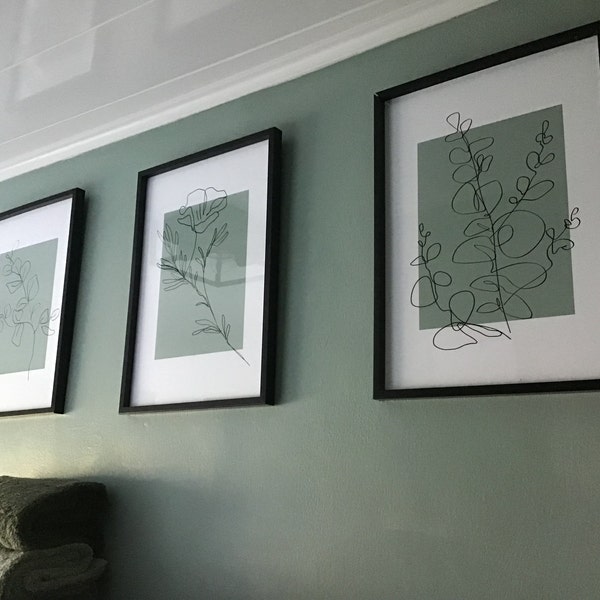 Sage Green Wall Art, Set of 3 Prints, Botanical Prints, Plants Wall Art ...