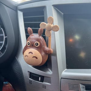 Handcrafted Wooden Totoro Inspired Car Vent Clip, Car Air