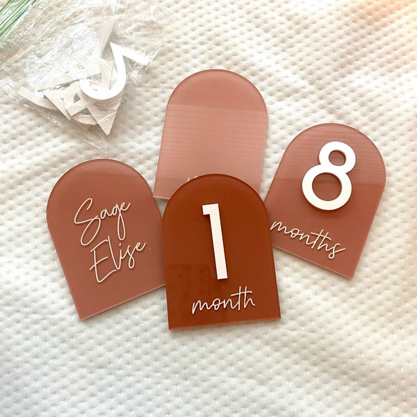 Terracotta Acrylic Baby Milestone Markers | Interchangeable Photo Props ...