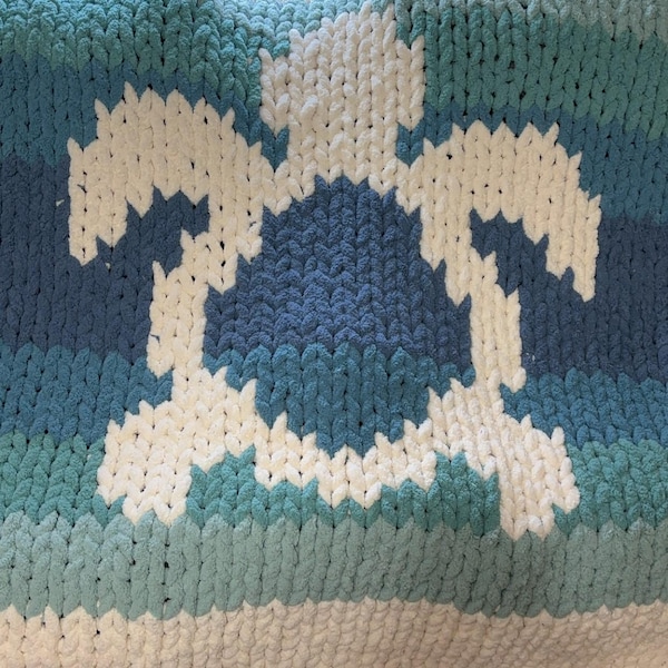 Sea Turtle (small) - Finger Knitting / Chunky Knit Blanket Pattern - Etsy