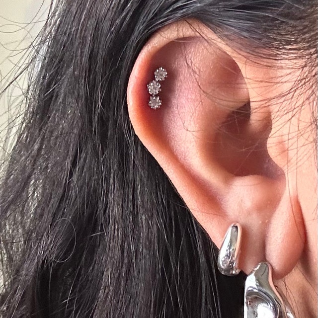 Stunning Diamond Set Star Long Curved Push-back Earrings