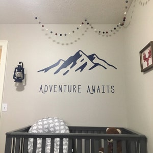 Mountain Wall Decal Adventure Awaits Wall Decal Nursery Wanderlust ...