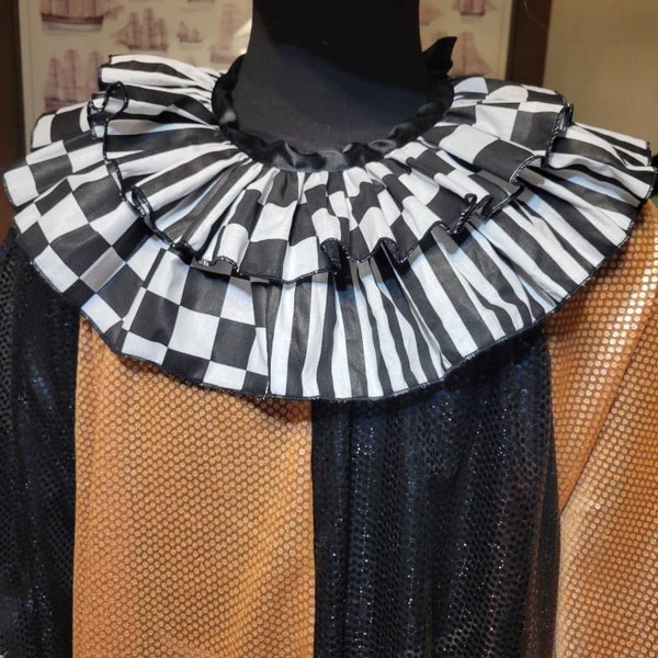 Clowncore Black & White Stripes Check Clown Neck Collar Harlequin Neck ...
