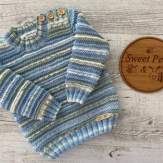 Boy's Knit Sweater Button Shoulder Multi-color - 0-6-12M, 1