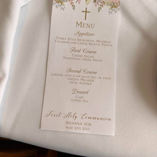 First Holy Communion Menu Template, Girl First Communion, Baptism ...