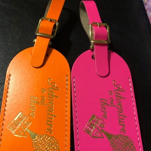 LOUIS VUITTON Leather Luggage Tag Hot Pink