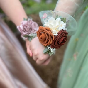 Dusty Rose Gardenia Wrist Corsage for Mom or Grandma, Mom Wedding