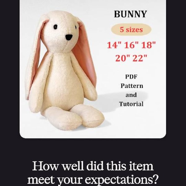 Bunny Plush Sewing Pattern, Easy DIY Stuffed Animals, PDF Pattern 5 ...