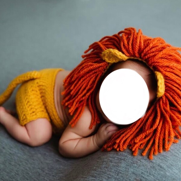 Stylish Lucky Lion Printed Mid-Season Blended Stuff Dress For Baby Boy In Orange  Color main image 1
