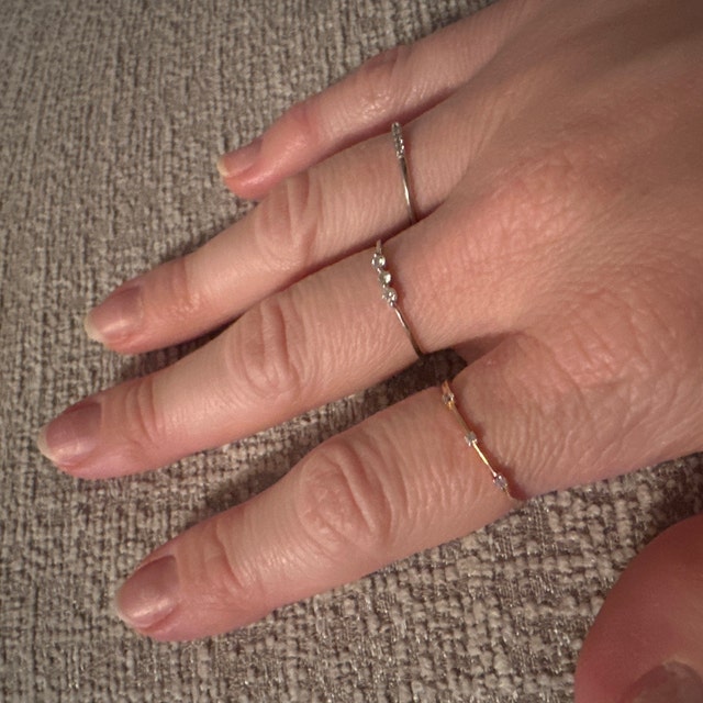 Delicate Three Stone Ring - 14K Gold Vermeil - Dainty