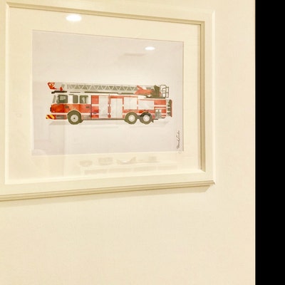 Fire Truck Print, Fire Truck Printable, Ladder Truck Print, Firetruck ...
