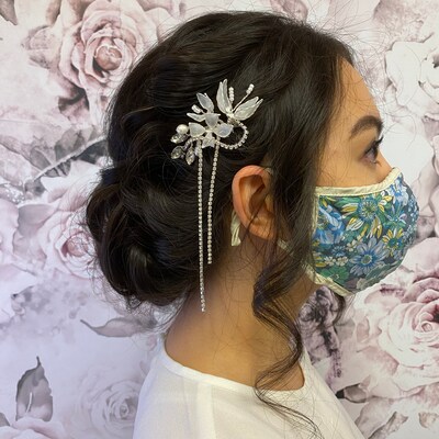 Chain Bridal Side Hair Comb Dangle Wedding Hair Comb Flower Hair Comb ...