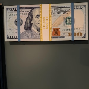 3D Giant Sculpture BIG MONEY STACK brick (new 100 bill) by Peter Perlegas