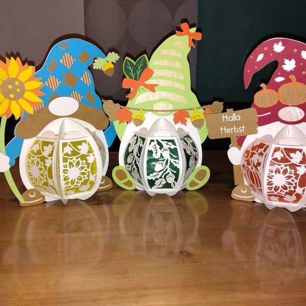 Set 3 Autumn Gnome Lantern Template - Autumn Decorative Lantern SVG ...
