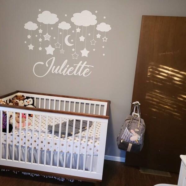 Personalized Name Wall Decal - Boy Clouds Nursery Decals - Vinyl ...