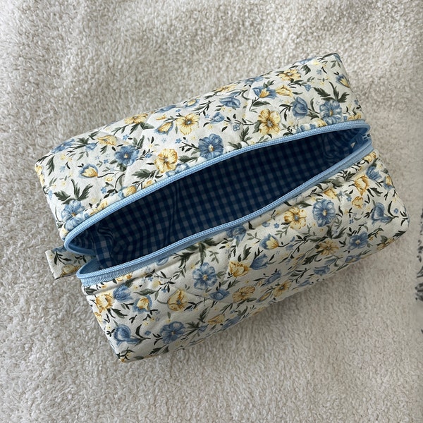 Turquoise Pencil Case Blue Quilted Pencil Case Small Pencil Case