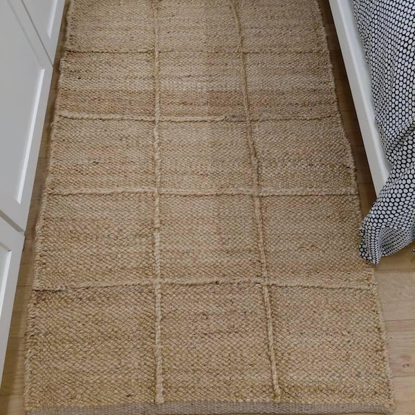 Jute Runner Rug - Natural Jute Runner Rug, Indian Handwoven Jute Rug ...