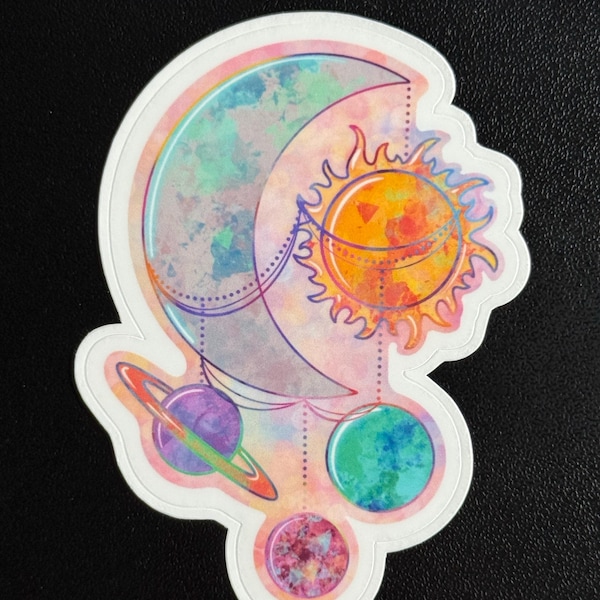 Celestial Moon and Stars. Laptop Decal. Hydroflask, Water Bottle ...
