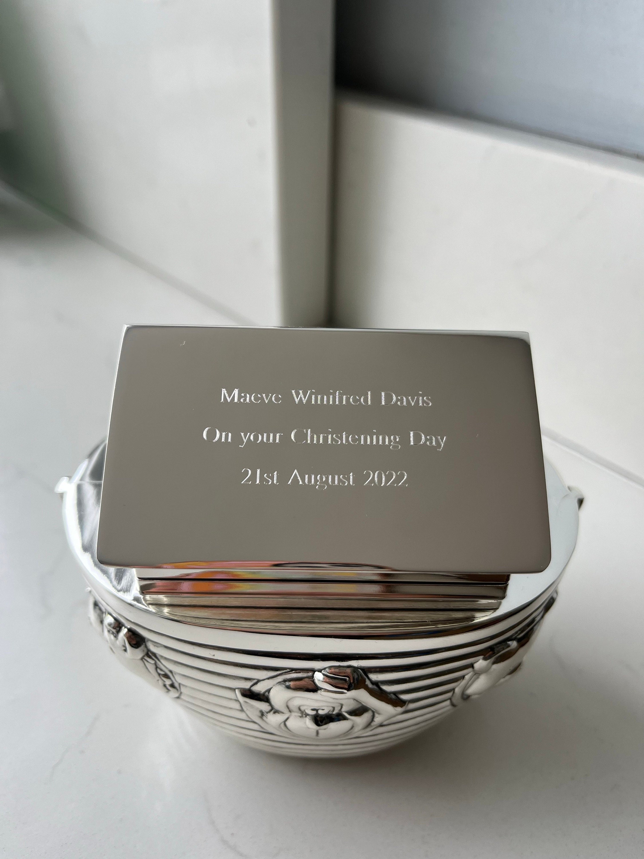 Noah&#39;s Ark Money Box Christening Baptism Gift Ideas New Born Baby 1st Birthday Personalised Engraved Gifts
