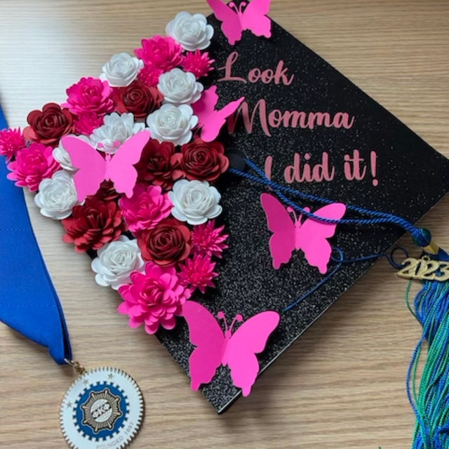 55 Pcs Purple DIY Graduation Cap Decorations Faux Assorted Flowers