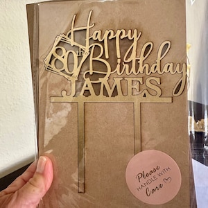 Happy 80th Birthday Cake Topper, Custom Cake Topper for Birthday With ...