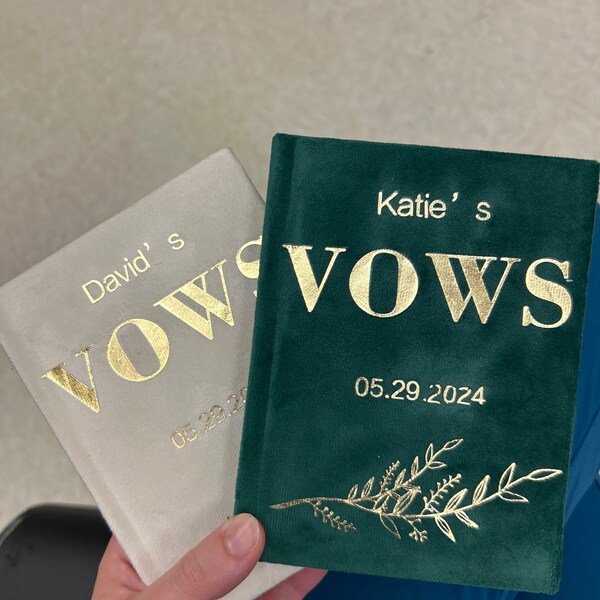 Velvet Wedding Keepsake Vow Book Custom Names & Date, Personalized