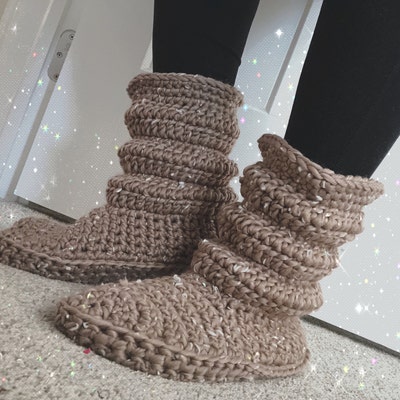 Crochet Pattern Slipper Boots Womens US Sizes 5-10 Digital - Etsy