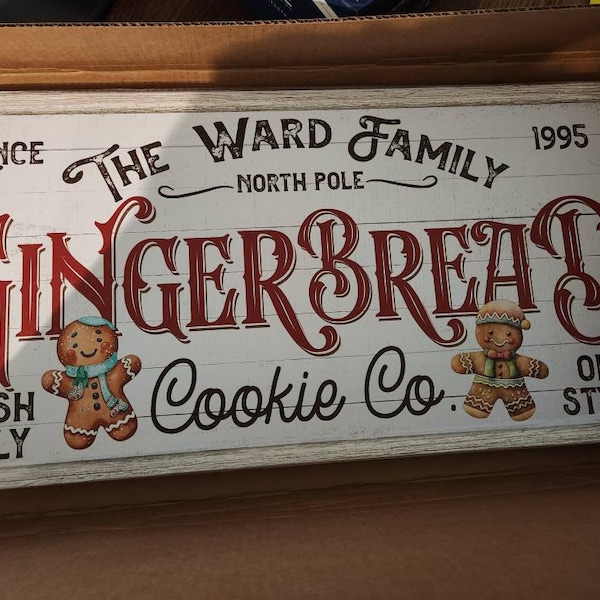 Personalized Gingerbread Baking Co Sign, Custom Gingerbread Bakery Sign ...