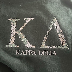 College Floral Letter Embroidered Sweatshirt | Embroidery Sorority Gift Greek Letter Sweatshirt | Family & Friend | SHIPS FROM USA!