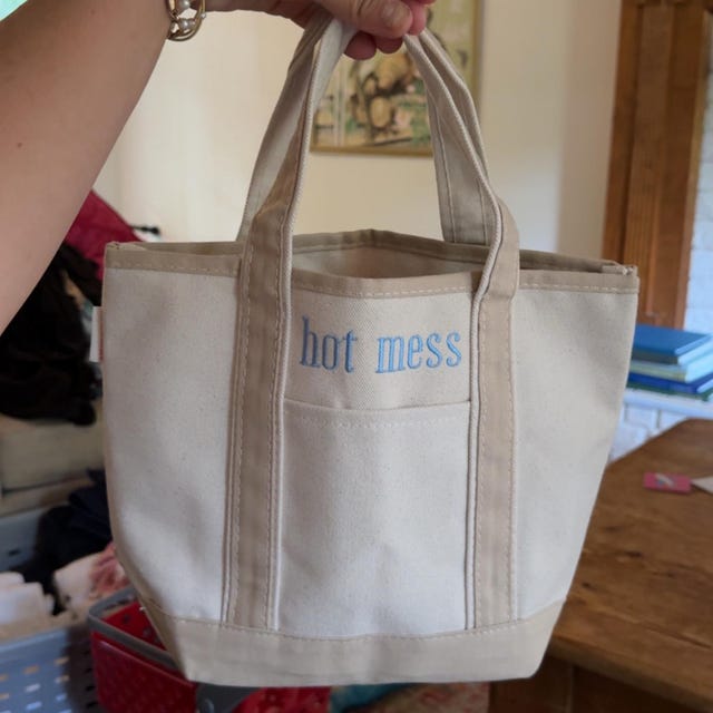Mini Tote Bag, Small Monogram Canvas Bag for Kids Toys, Ironic