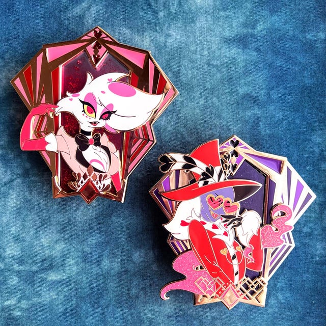 Fantasy Angel Dust- Valentino - Enamel Pin - Falling Glitter