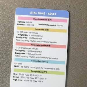 EN Adult Vital Signs, Pain Assessment, Nursing Reference Cards, Nursing ...