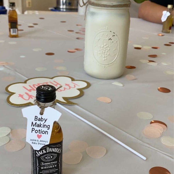 Baby Making Potion Tags, Liquor Nips Favor Tags, Mini Liquor Bottle ...