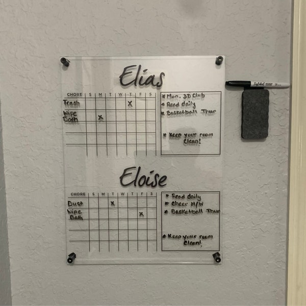 Chore Chart for Kids Personalized Dry Erase Board Goal Incentive Reward ...