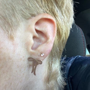Customer photo, Dangle Bow Earrings
