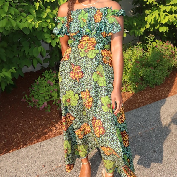 Aduke African Print Dress (Green multi) main image 1