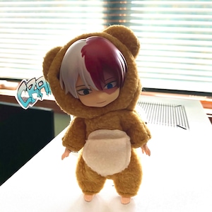 Handmade Nendoroid Clothes Obitsu 11 BJD Pink Sakura Bear Onesie