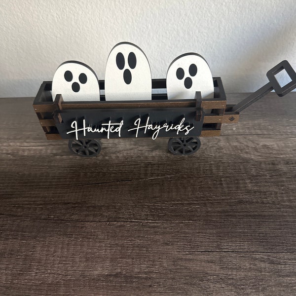 Britimes Halloween Wooden Tiered Tray Signs - Spooky Eyeball Truck Decor With BOO & Trick Or Treat Blocks For Shelf Or Table