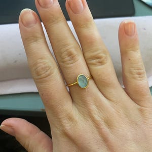 Customer photo from Sala, Oval Rosecut Raw Aquamarine Ring, Aquamarine Jewelry, Gold Ring,
