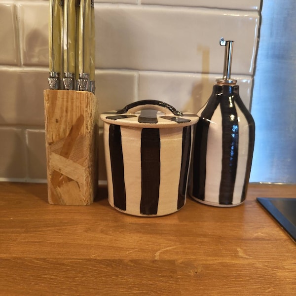 NEW Striped Fruit Bowl, Handmade Ceramics, Black and White Bowl, Glazed ...