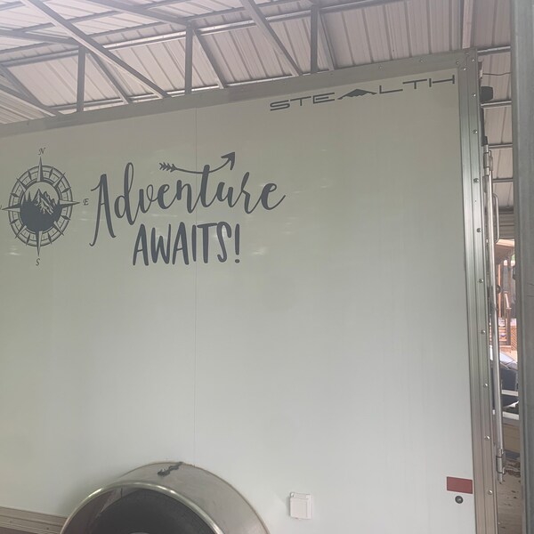 Compass Rv Decal With Mountains - Adventure Awaits Camper Decor Vinyl ...