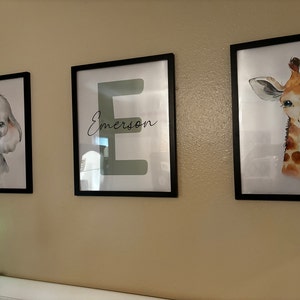 Set of 3 Jungle Animal Nursery Decor Wall Art Print Personalized Name ...