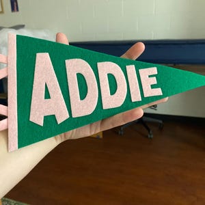 personalized name, custom dorm room pennant, roommate, dorm decor, college, preppy, door sign, wall art, grad gift, sorority, pink green